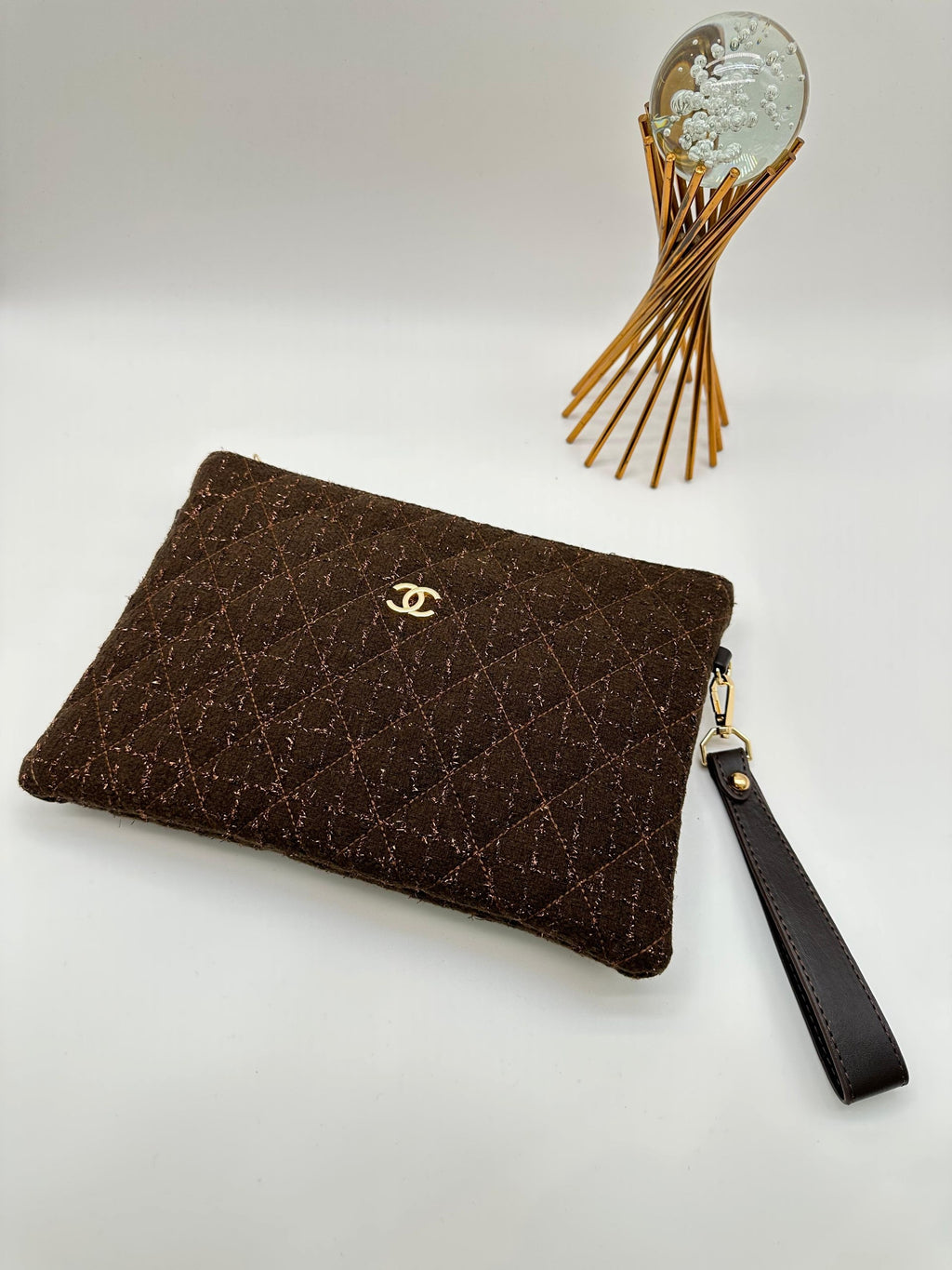 Chanell Clutch Tuvit Kahverengi