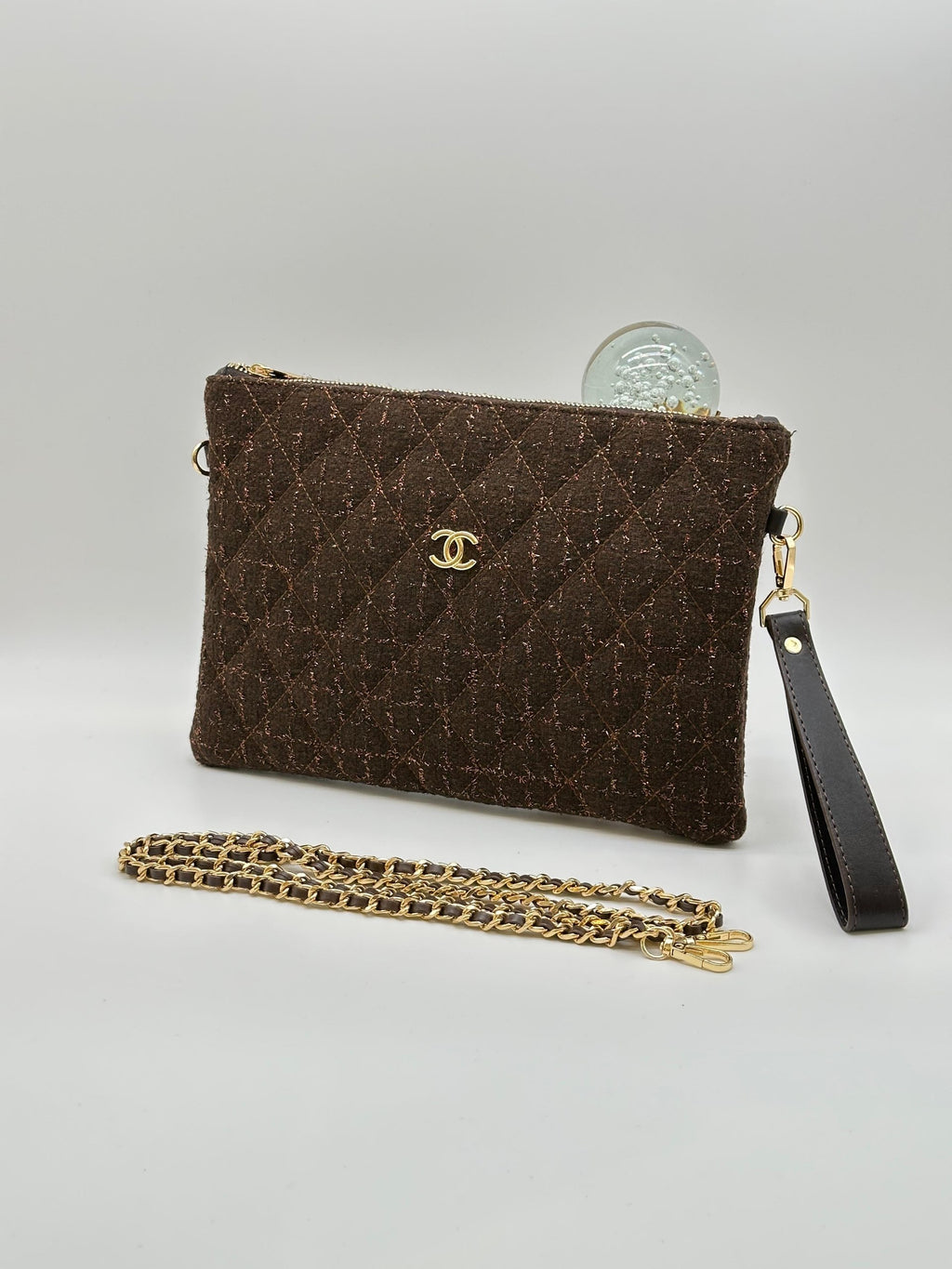 Chanell Clutch Tuvit Kahverengi