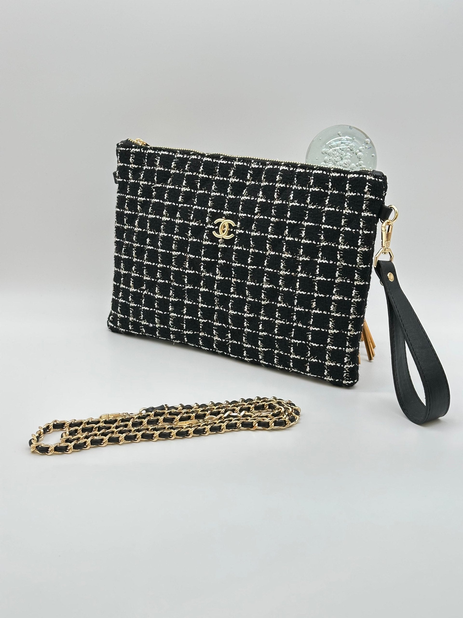 Chanell Clutch Tuvit Siyah/Gri