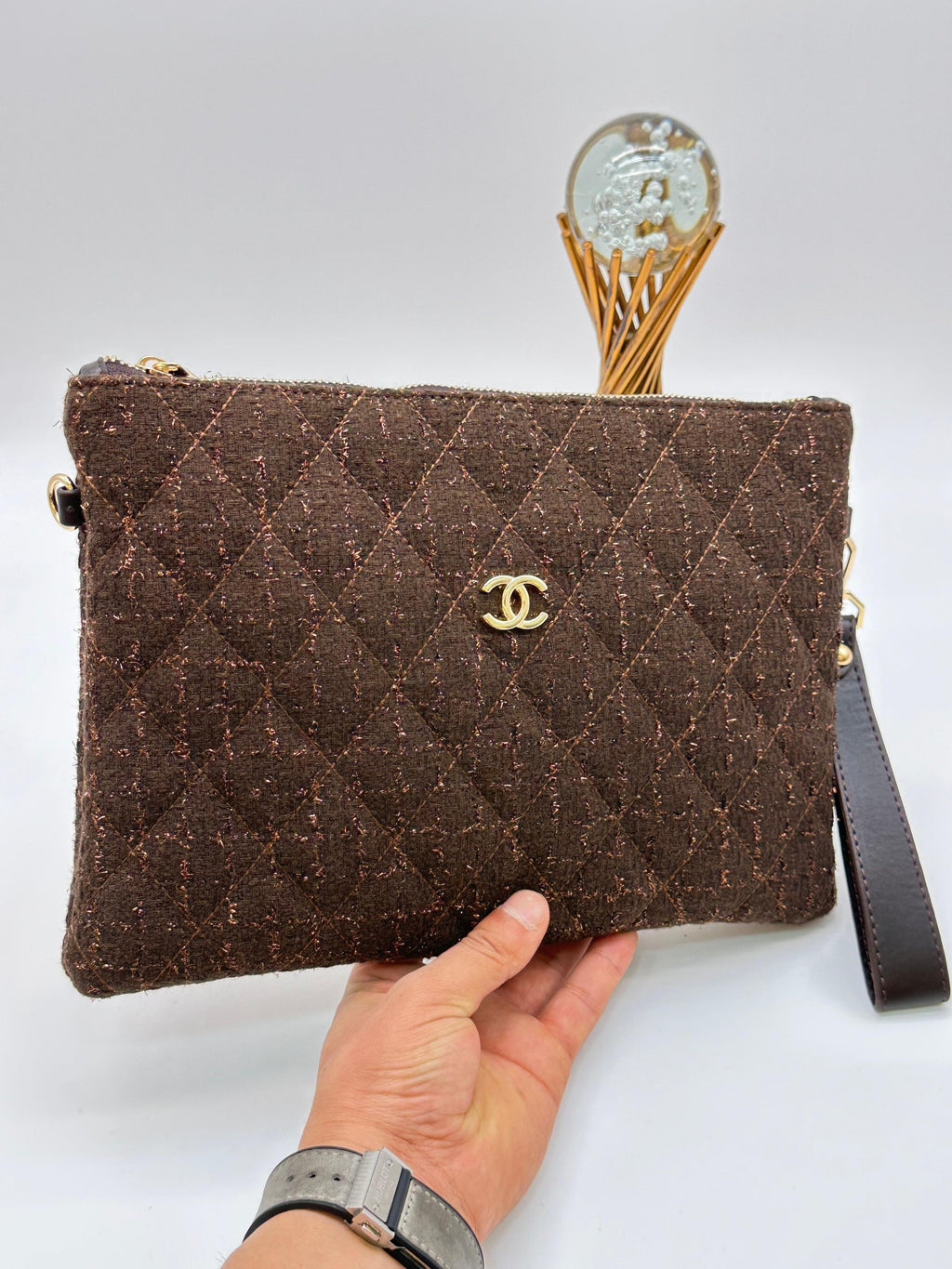 Chanell Clutch Tuvit Kahverengi