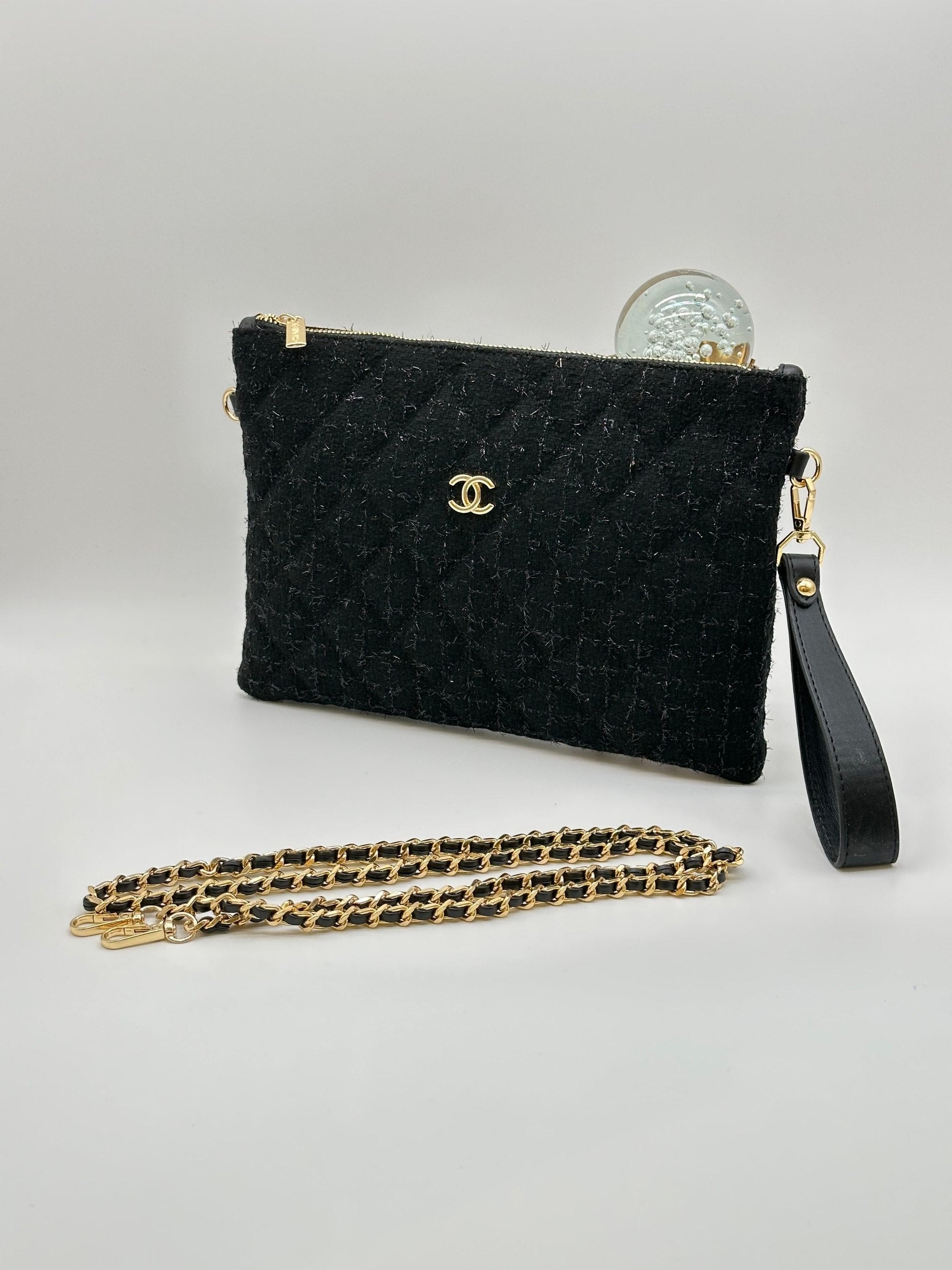 Chanell Clutch Tuvit Siyah