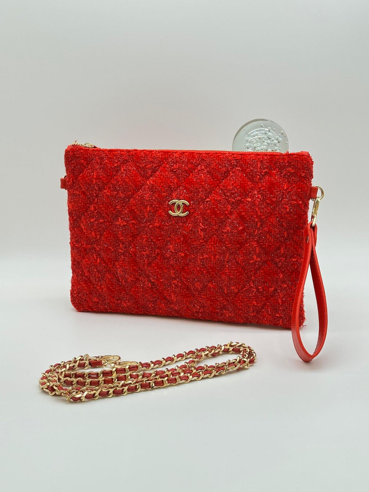 Chanell Clutch Tuvit Kırmızı