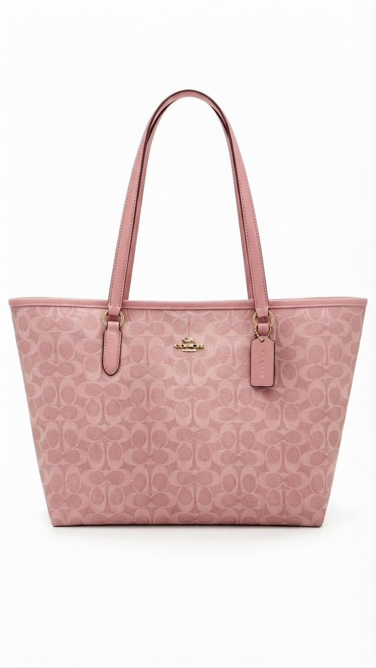 Coach Tote Bag Toz pembe